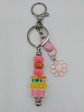 Handcrafted Pink "It's Gonna Be a Good Day" Keychain & Bag Charm